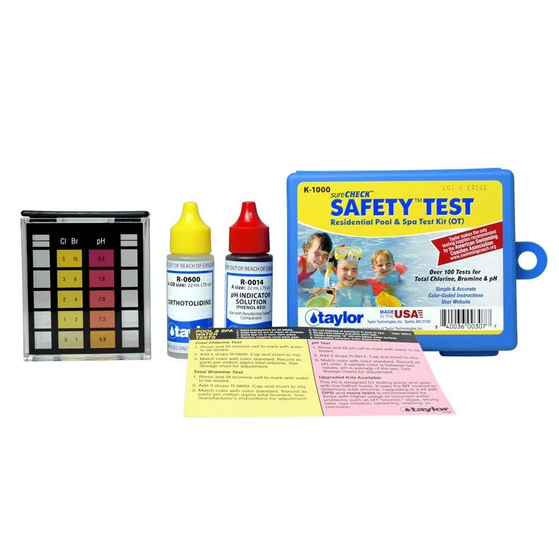 Taylor K-1000 SureCHECK Safety Test, Total Chlorine, Total Bromine, And PH (Hi Range), OTO 3 Taylor K-1000 SureCHECK Safety Test, Total Chlorine, Total Bromine, And PH (Hi Range), OTO
